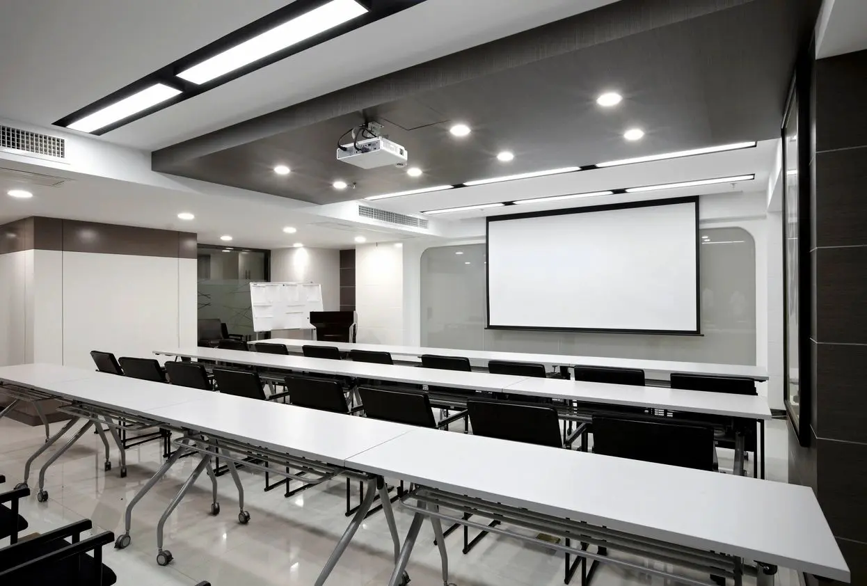 Interior of a modern board room or classroom