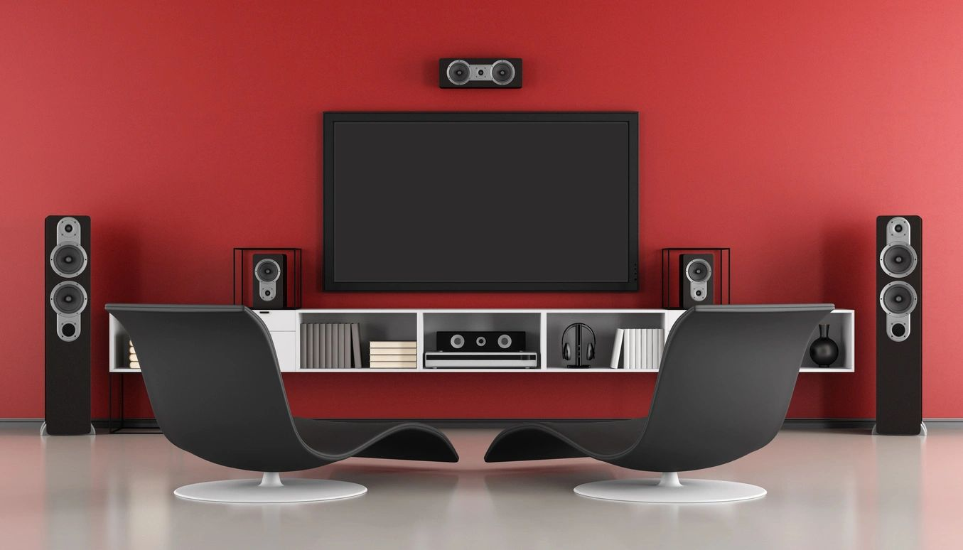 Red and black Contemporary home cinema